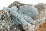 Gemmy, Blue Bladed Barite On Calcite - Morocco #222900-2